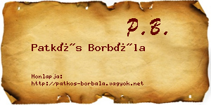 Patkós Borbála névjegykártya